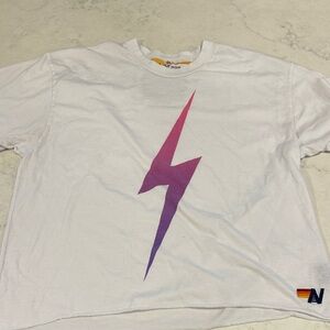 Kids White and Purple Lightning Bolt T-Shirt